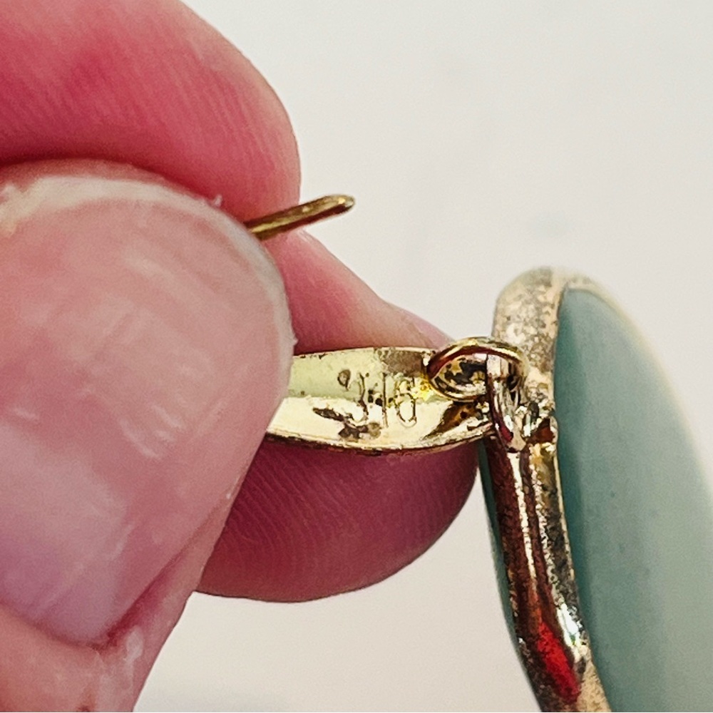 Gold Plated Green Stone Drop Earrings - Picture 4 of 5